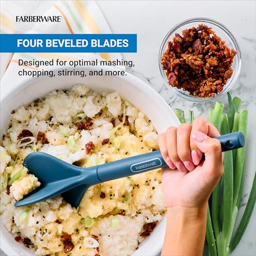 Professional Silicone Meat Masher and Ground Beef Chopper Tool (Blue)