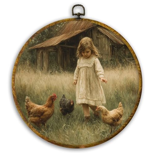 Vintage Rustic Farmhouse Round Wall Art (Colour 24)
