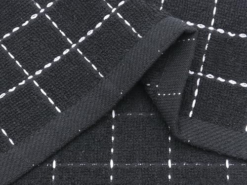 Terry Dish Rags Cloths (Black / 12 x 12 Inches)