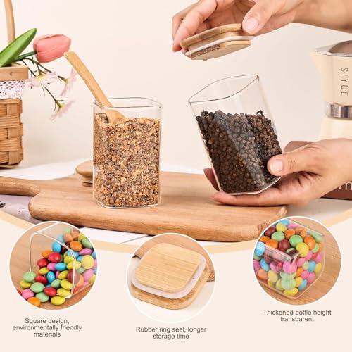 6oz Glass Spice Jars with Bamboo Lid and Label (12pack Glass Spice Jars)