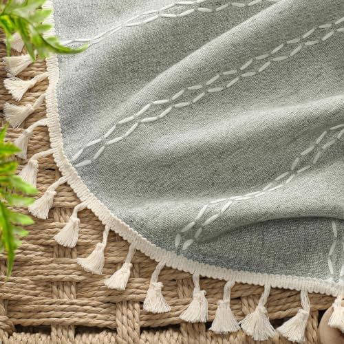 Sage Green Boho Blackout Curtains 2 Panels with Tassels 52W X 61L (Sage Green / 52"W x 61"L (Pack of 2))