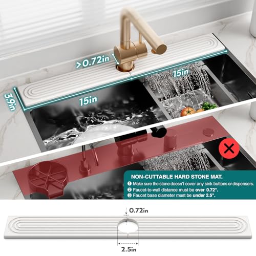 30 Inch Faucet Mat for Kitchen Sink (30" x 3.9" / Light Grey)
