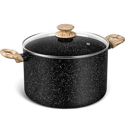 8 Quart Stock Pot with Lid (Black / 8 Quarts)