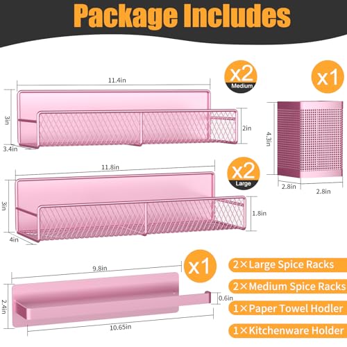 Magnetic Spice Rack for Refrigerator (Pink / 6 Pack)
