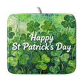 St Patricks Day Lucky Clover Dish Drying Mat for Kitchen Counter 16x18 Green Shamrock Happy Holiday Theme Absorbent Reversible Microfiber Drying Mats Kitchen Countertop Protector Dishes Drainer Pad (16" x 18")