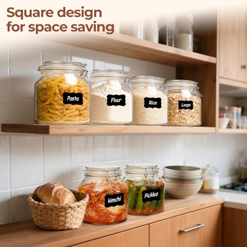 Glass Pantry Jars with Airtight Lids 74 oz 2 Pack Large Wide Mouth (74 fl oz x 2 - Wide Mouth)