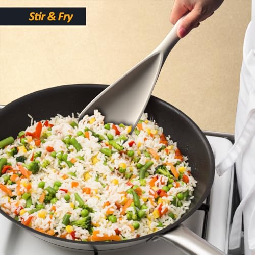 Silicone Cooking Spoon Spatula For Non (Khaki_2-PCS)