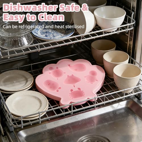 Ice Cube Tray Shell Silicone Ice Cube Trays with Marine Life Shape (Pink)
