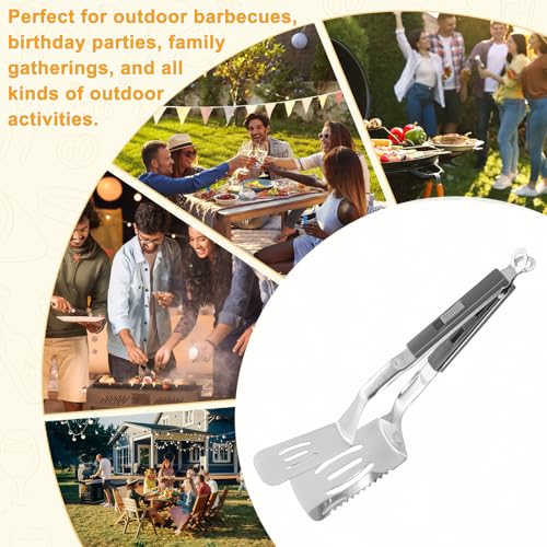 Spatula Tongs (Gray Handle, Silver Tone)