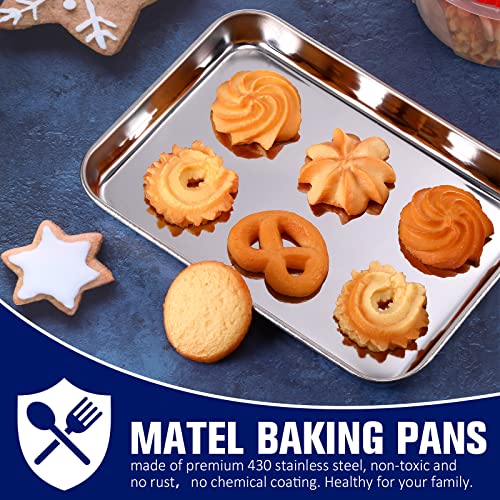 12 Pcs Baking Sheet Stainless Steel Cookie Pans (7.1 x 5.1 inches)