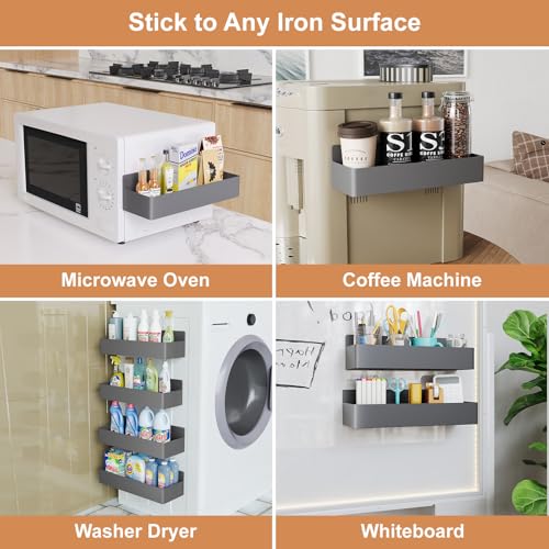 Magnetic Spice Rack for Refrigerator (Grey / 4 Pack)
