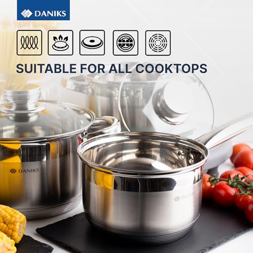 Standard 11 Piece Stainless Steel Cookware Set with Glass Lids (11-Piece Set)