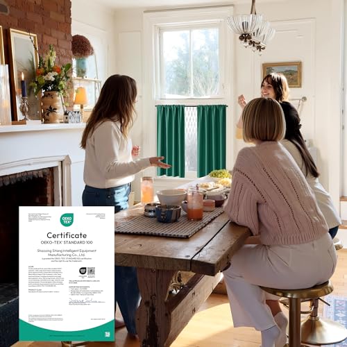 100% Blackout Bathroom Curtains Over Sink 30 inches Long (100% Blackout - Dark Green / 42"W x 30"L (Pack of 2))