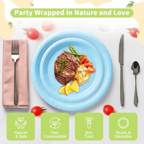 Light Blue Paper Plates (Light Blue / 50 Count (25-9" & 25-7"))