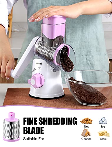 Rotary Cheese Grater Hand Crank (Purple / 3 Blades)