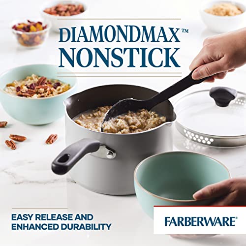 Cookstart DiamondMax Nonstick Straining Saucepan (Silver / 3.2 Quarts)