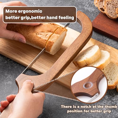 Sourdough Bread Knife for Homemade Bread Cutter (Walnut Brown)
