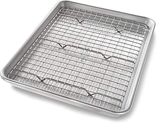 Bakeware Quarter Sheet Baking Pan and Bakeable Nonstick Cooling Rack Set (Quarter Sheet (Pack of 1) / Quarter Sheet Pan & Rack Set)