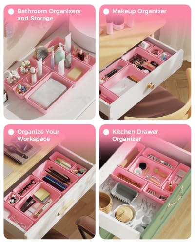 25 PCS Plastic Drawer Organizers Set (Pink)