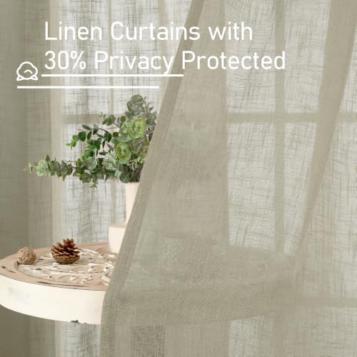 Oatmeal Sheer Linen Curtains 84 Inches Long for Living Room 2 Panels (52"W x 84"L (Pack of 2) / Oatmeal)