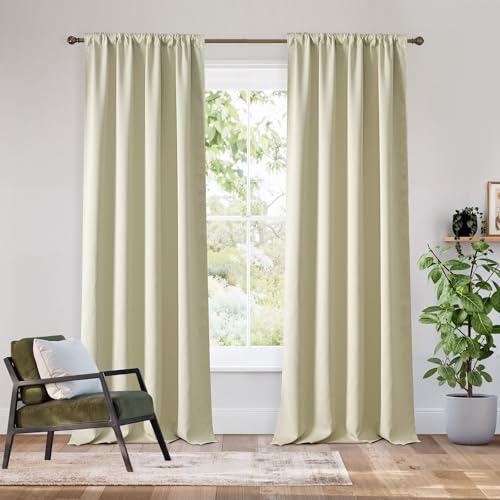 Bedroom Blackout Curtains 80 inches Long (100% Blackout - Beige / 42"W x 80"L (Pack of 2))