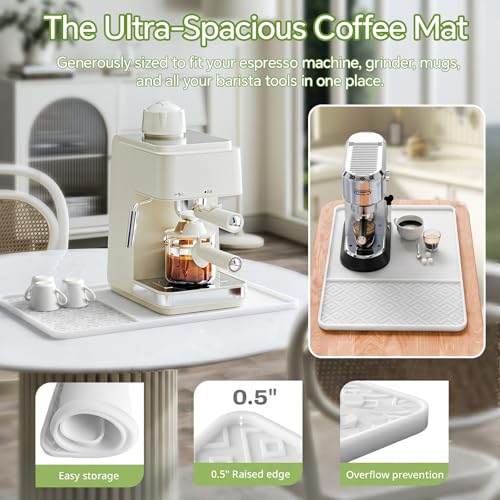 Silicone Coffee Mat with Raised Edges 19" x 12" (Translucent / 19" x 12")