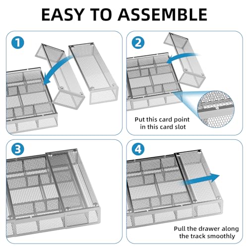 Expandable Desk Drawer Organizer (Expandable-Silver)