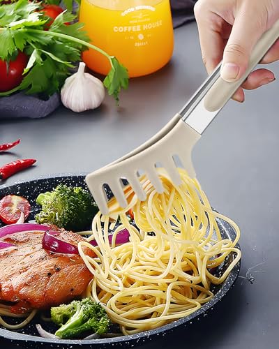 Silicone Spaghetti Spoon and Pasta Tong (Khaki)