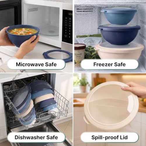 12 Piece Plastic Mixing Bowls with Leak (Navy Ombre)