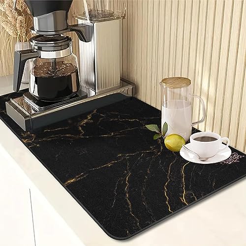 Coffee Mat for Countertops (Marble Black Gold)