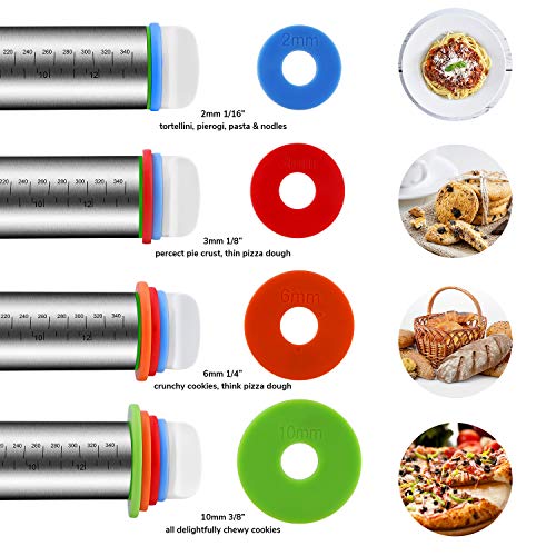 Rolling Pin and Pastry Baking Mat Set (17-inch Black)