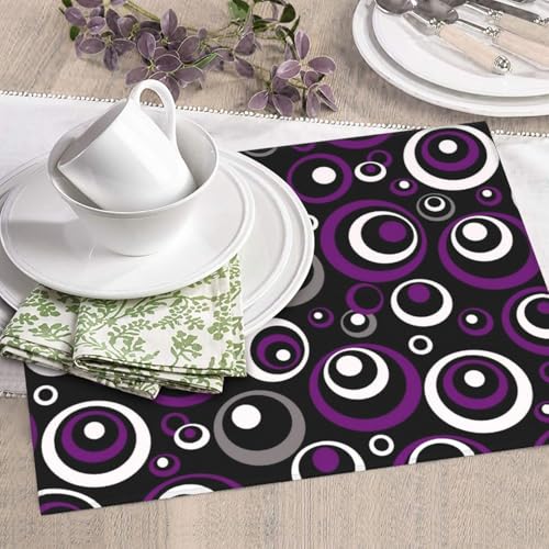 Purple White and Black Circle Pattern Dish Drying Mat (Circles-Purple-White-Black / 16" x 18")