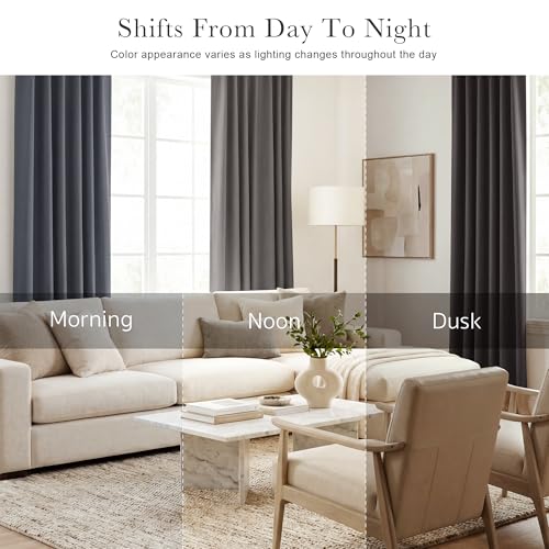 Window Curtains 36 Inches (Grey / 42"W x 36"L (Pack of 2))