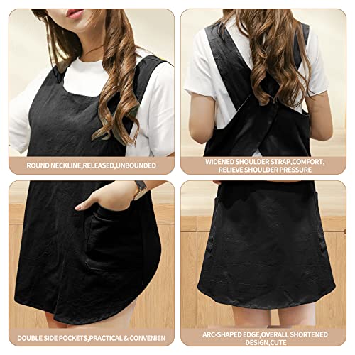 Shortened Design Apron (1# Style-rounded Edge / Black)
