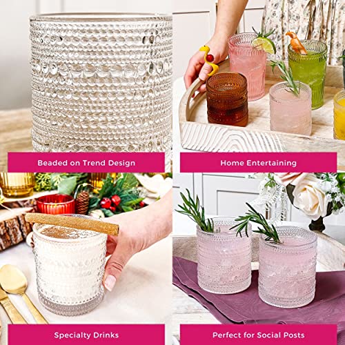 Beaded Drinking Glasses Set of 6 (Beaded 10 oz. / Clear)