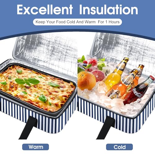 Insulated Casserole Carrier (16x10x4 in / Blue Stripes)