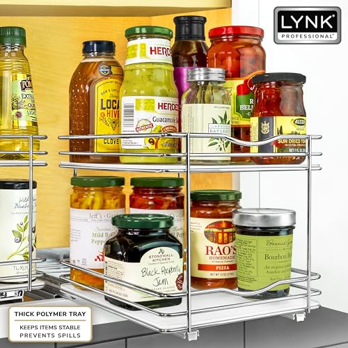 Pull Out Spice Organization for Cabinets (Chrome / 8-1/4" - 2 Tier)