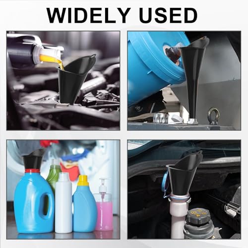 Long Neck Oil Funnel for Automotive (Black (2-Pack))
