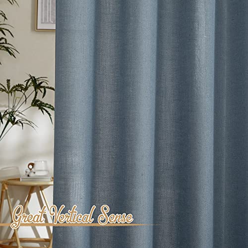 Linen Blend Stone Blue Curtains for Living Room (52"W x 84"L (Pack of 2) / Linen Stone Blue)