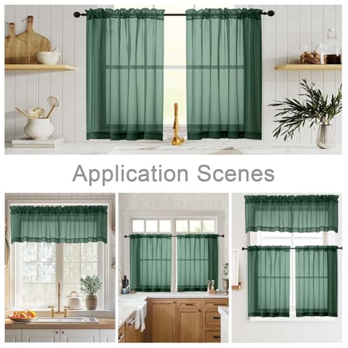 Cafe Curtains 36 Inch Length Tier 2 Pieces (Hunter Green / 42"W x 36"L (Pack of 2))