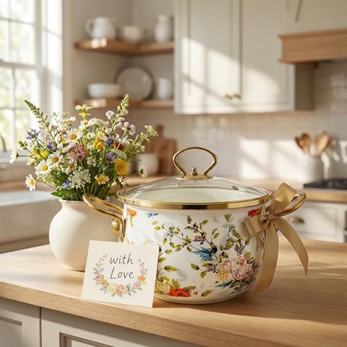 2.8 Quart Enamel Stockpot with Glass Lid