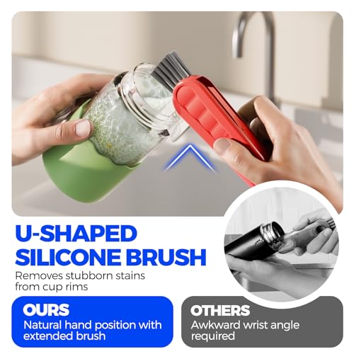 6 Pack 4 in 1 Cup Lid Cleaning Brush 3 Straws Bottle Brush (Red)
