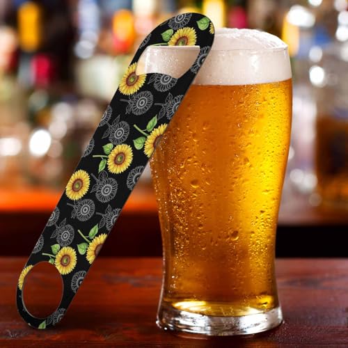 Sunflowers Stainless Steel Bottle Opener Vibrant Yellow Watercolor Flower Vintage Style Floral Black Flat Beer Bottle Opener Keychain for Home Kitchen Bar Restaurant Party Birthday Gift (Sunflowers)