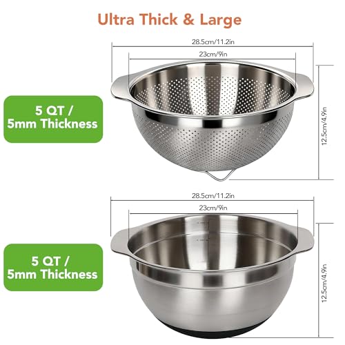 304 Stainless Steel Colander (5QT+5QT)