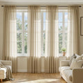 Beige Sheer Curtains 90 Inches Long 4 Panels 54 x 90 Inches (54"W x 90"L (Pack of 4) / Beige)