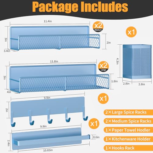 Magnetic Spice Rack for Refrigerator (Blue / 7 Pack)