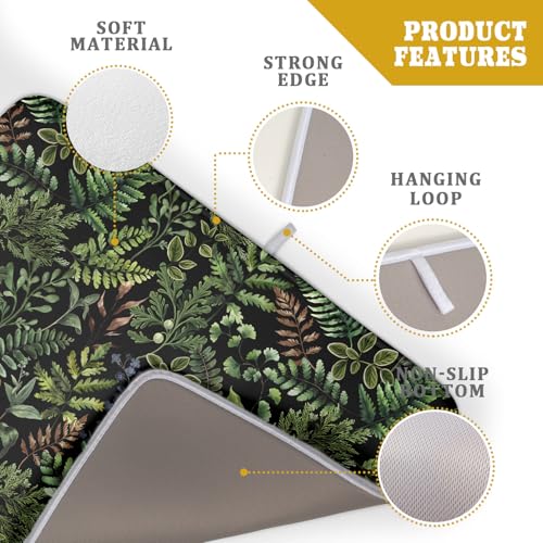 Black Sage Green Plant Dish Drying Mat for Kitchen Counter (18" x 24")