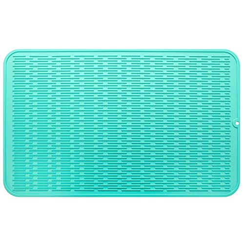 Silicone Dish Drying Mat for Multiple Usage (Mint / 28"L x 18"W)