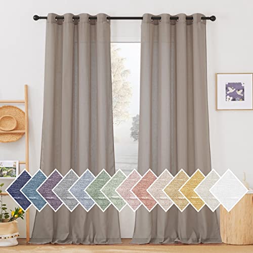 Linen Sheer Curtains 96 inches Long (52"W x 96"L (Pack of 2) / Burlap)