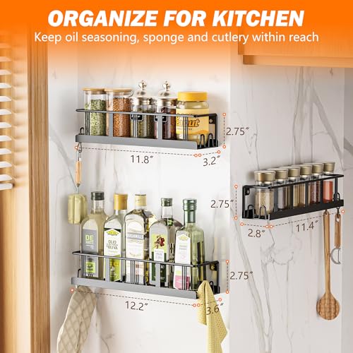 Spice Rack Wall Mounted 3 Pack (Black / 3 Pack)